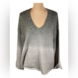 Anthropologie Gray Ombré Sweater Oversized Cotton Wool Blend Size Small